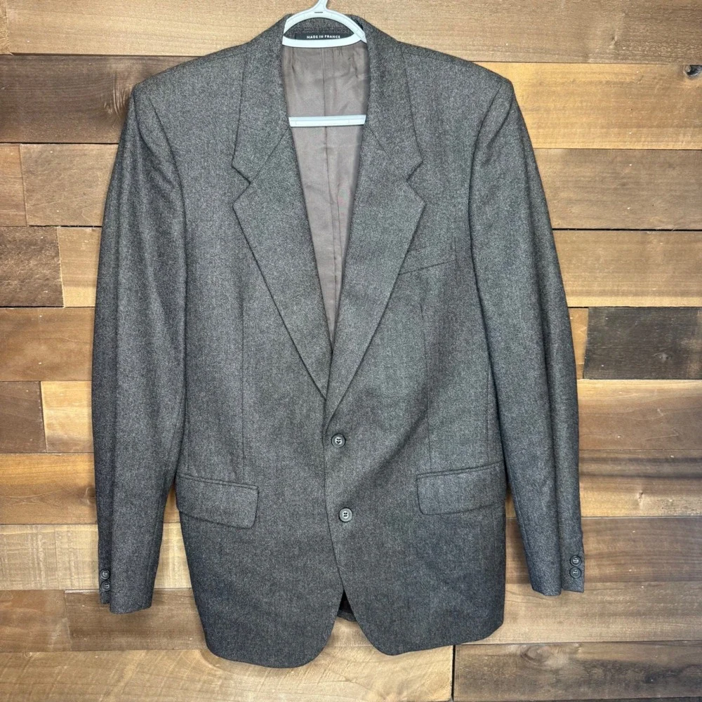 Yves Saint Laurent Mens 100% Wool Blazer Jacket Made in France Charcoal Grey 40R